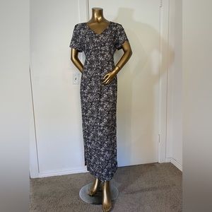 Motherhood black with off-white floral dress Medium